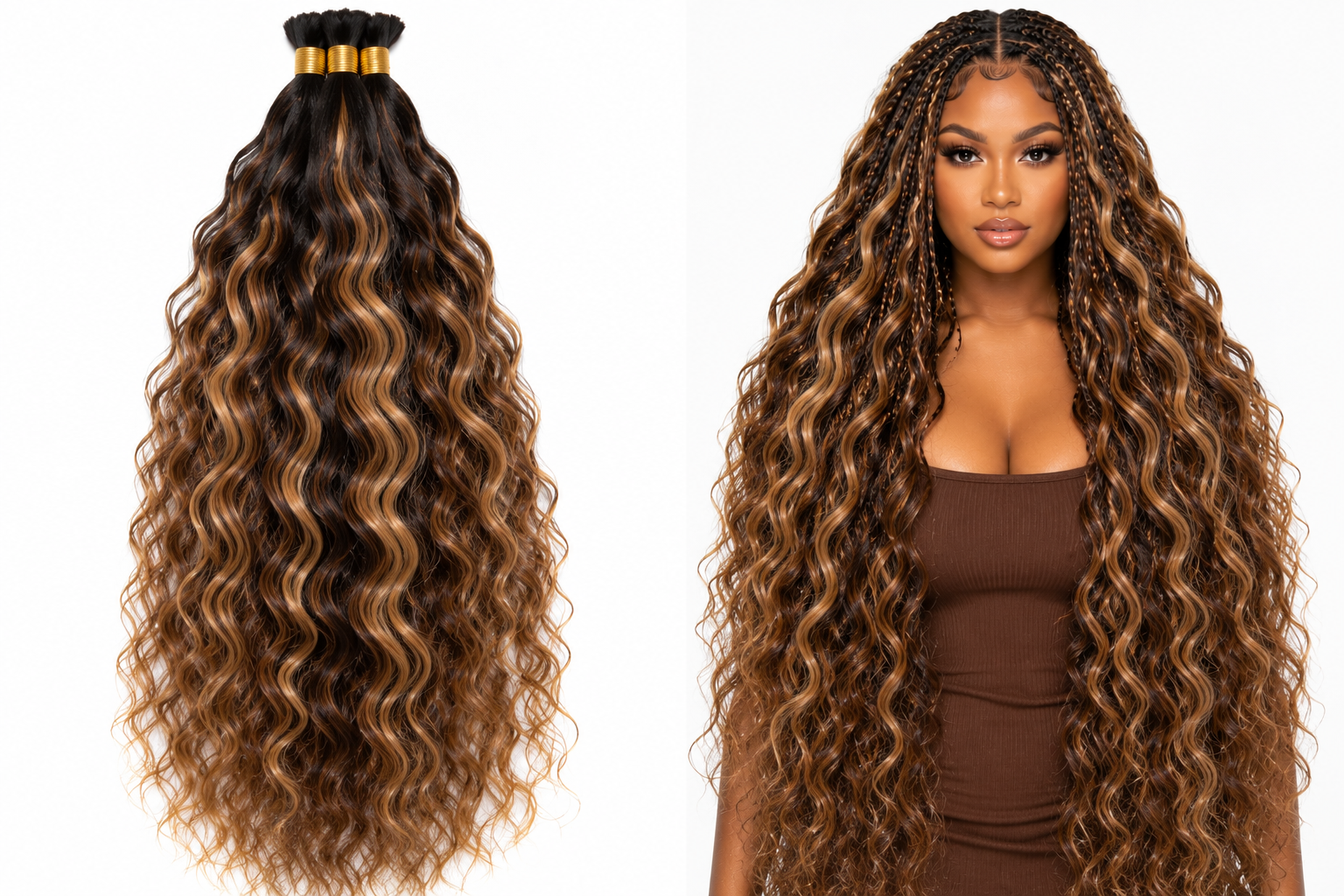 Honey Caramel Balayage Bulk Braiding Hair